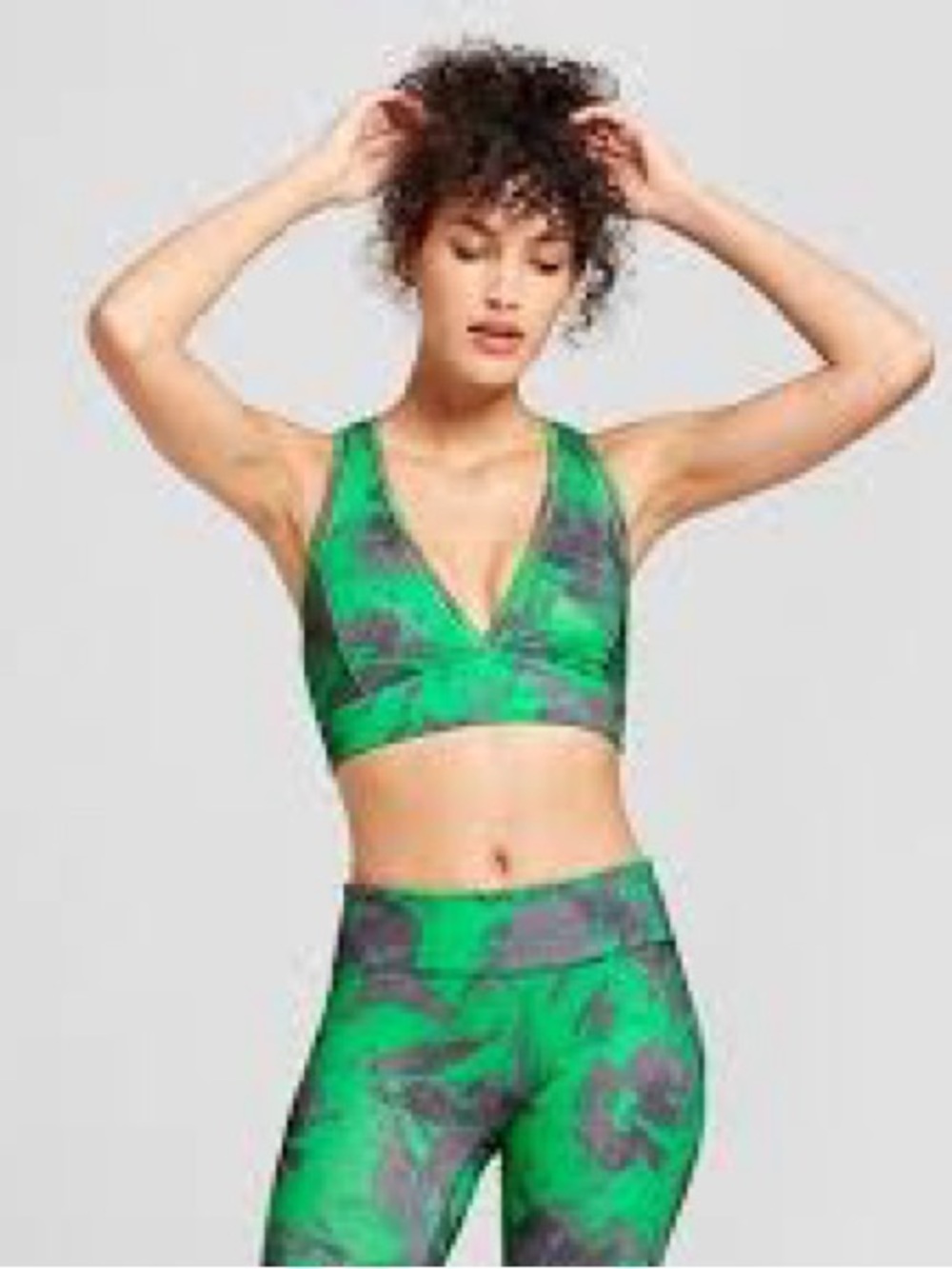 JoyLab Sports Bra  🏋️‍♀️ Green and Charcoal Gray - Size M